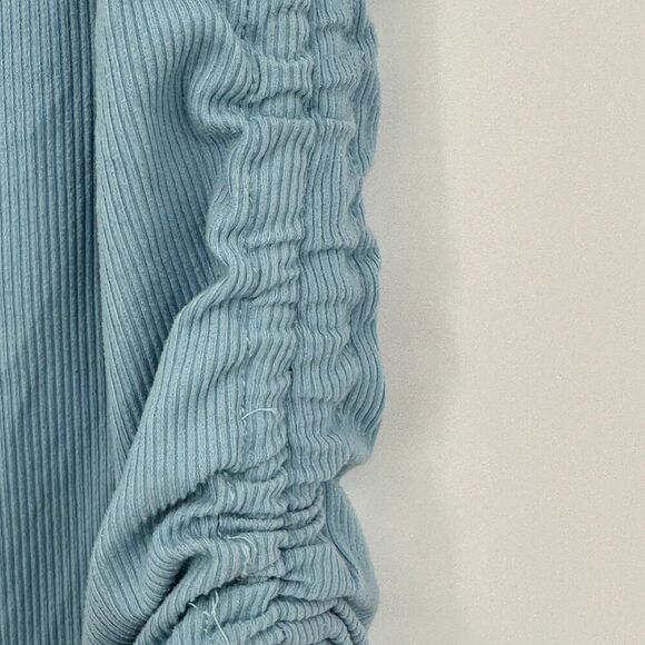 One Step Up Lace Trim Crop Tank Top Womens M Dusty Blue Ruched Y2K Fairy Cowgirl - Picture 5 of 9